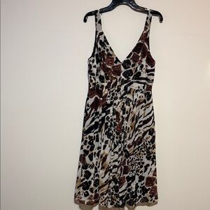 Evan Picone Zebra and Leopard Print Midi Dress